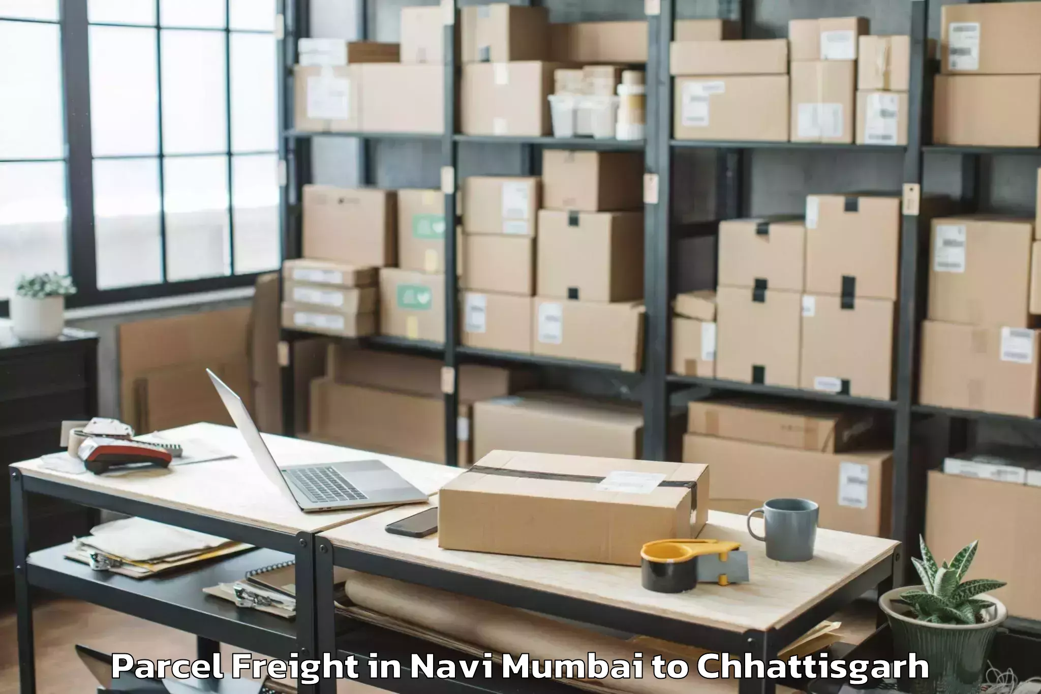 Top Navi Mumbai to Udaipur Dharamjaigarh Parcel Freight Available